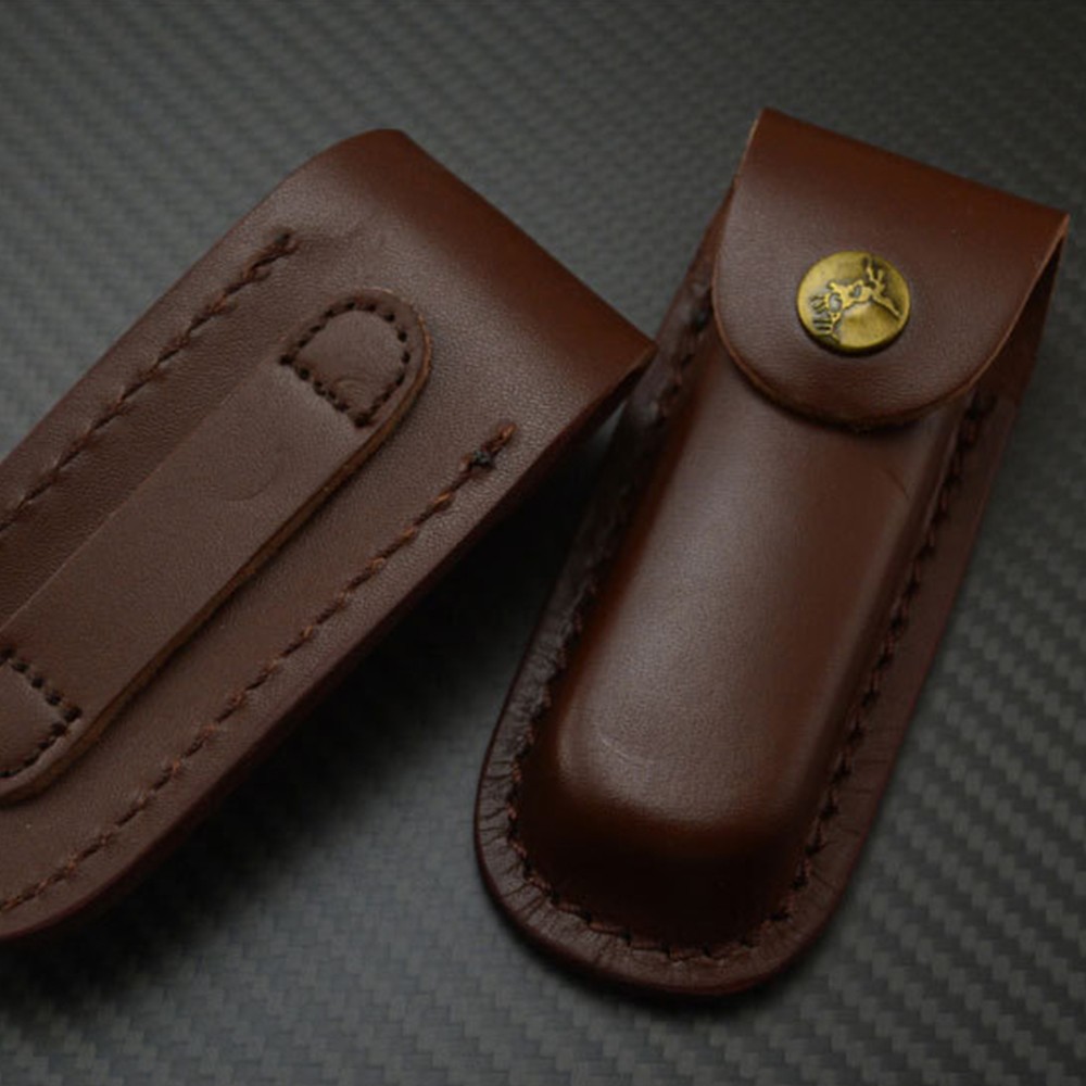 5" Durable Leather Knife Sheath Folding Pocket Multi Tool Pouch Holster Case