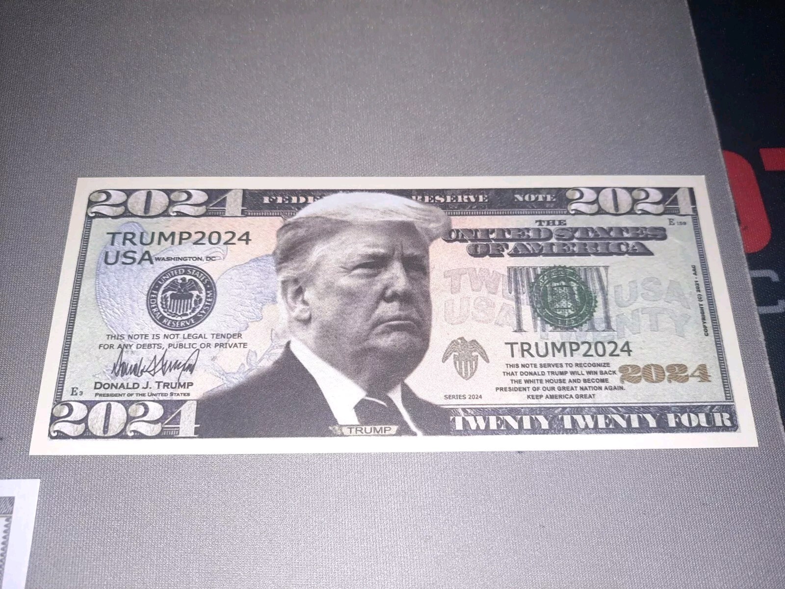 Set Of 4 Donald Trump 2024 & $100 Prank Fake Presidential Bills MAGA USA 45 47