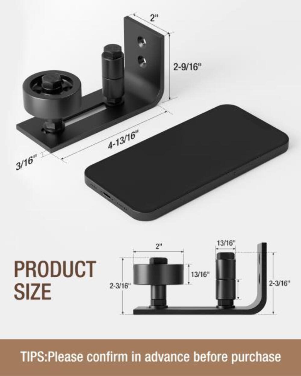 WINSOON Sliding Barn Door Floor Guide Wall Mounted Hardware for Flush Bottom Adj
