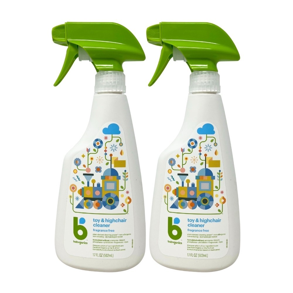 2 Pack - Babyganics Toy & Highchair Cleaner Spray, Fragrance Free, 17oz