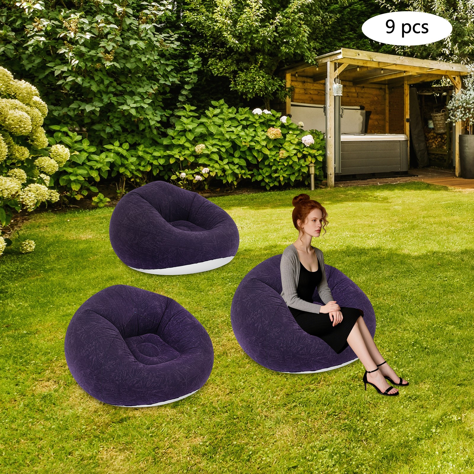 9-piece Inflatable Sofa Set With 2 Foot Pumps For Living Rooms ,camping