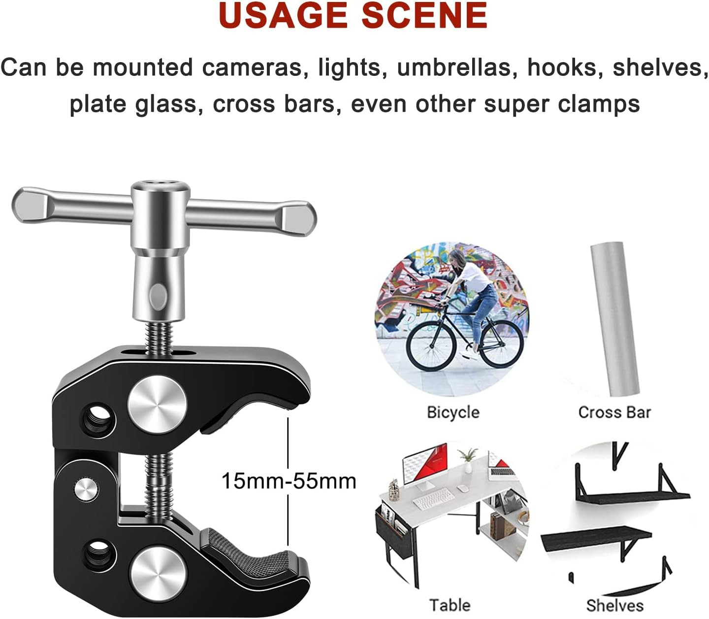 Microphone Clip Mic Clamp with Adjustable Ball Head and Mic Screw - Compatible w