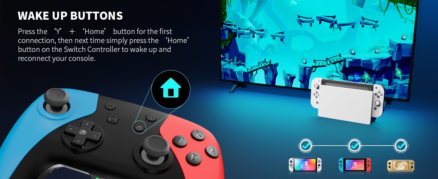 Wireless Switch Controller for Switch/Lite/OLED/Windows with Turbo/Vibration