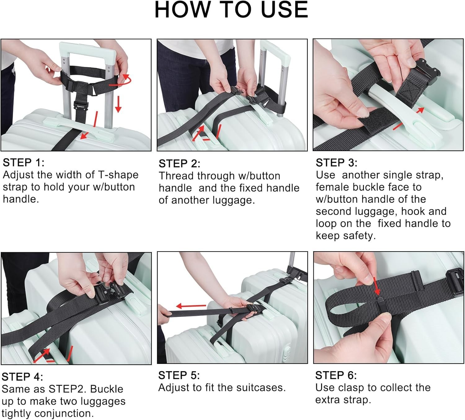 Heavy Duty Add A Bag Luggage Strap Set