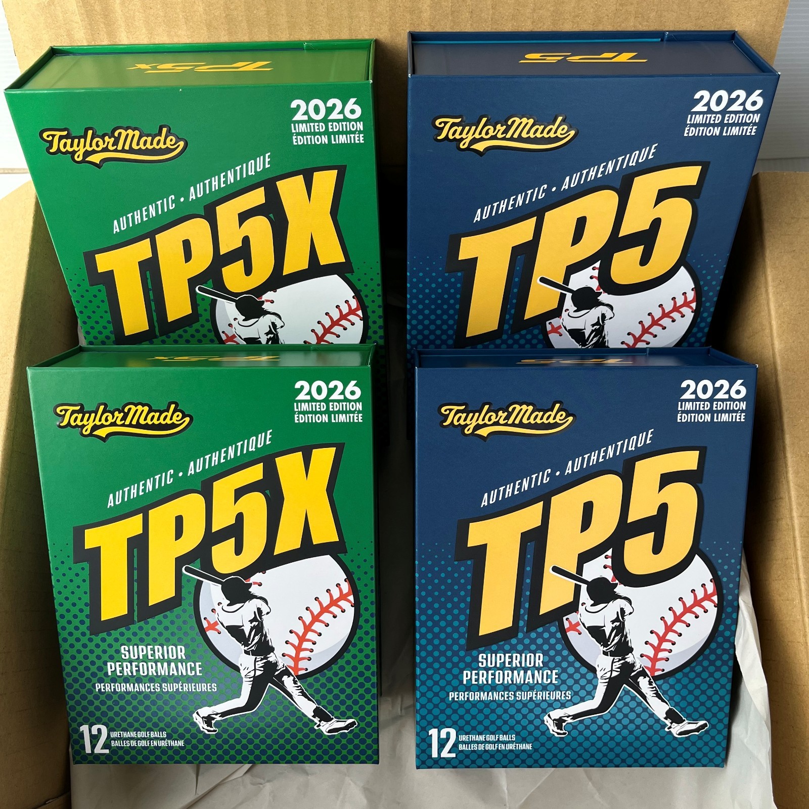 2026 TaylorMade TP5 TP5x pix Baseball Golf Balls - 4 Dozen (2 Dozen Each)