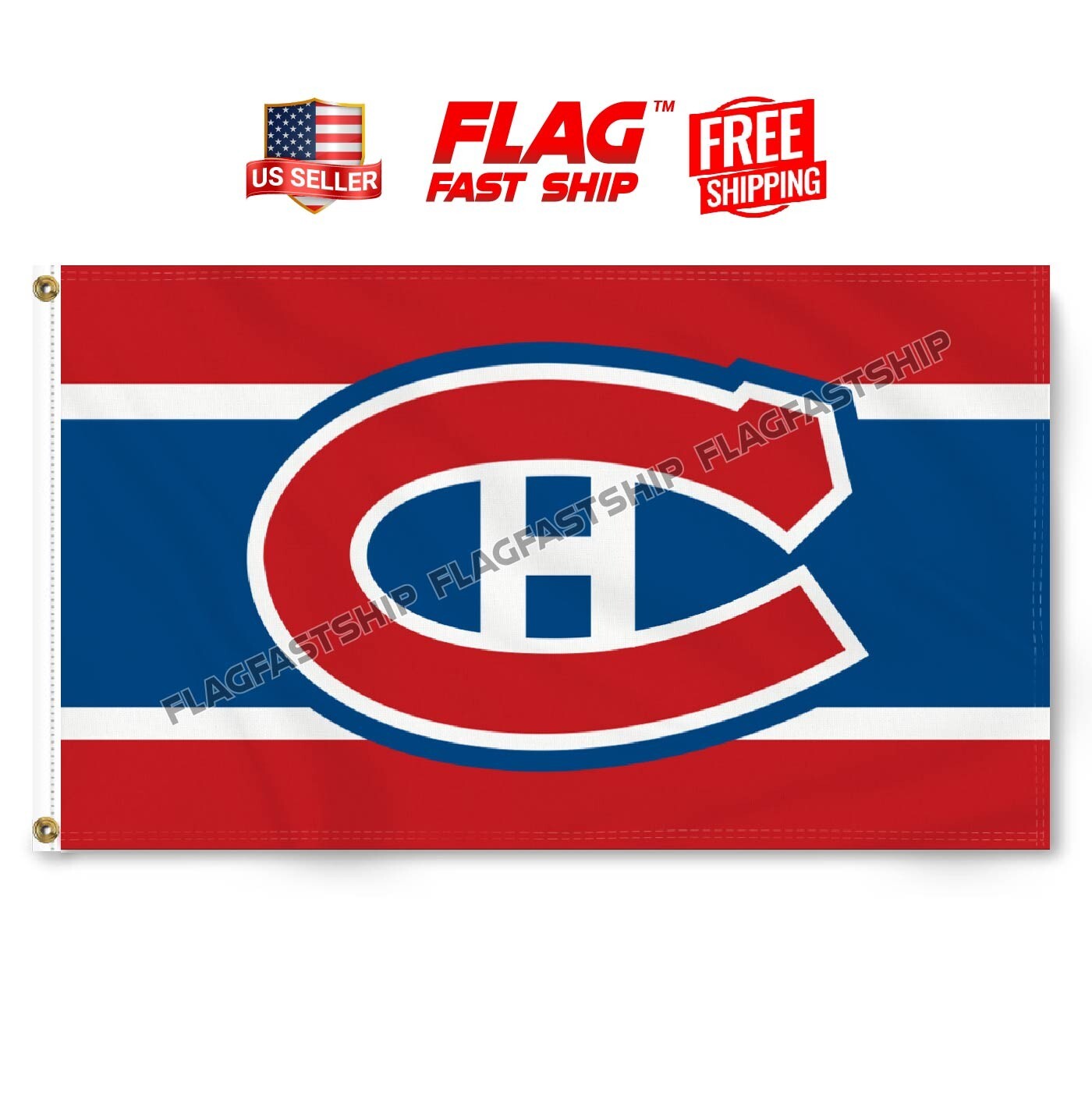 Montreal Canadiens Flag 3x5 Ft Banner NHL w Grommets FREE Shipping Man Cave New