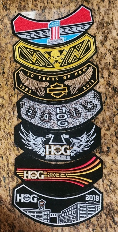 Harley Davidson HOG Owners Patch Lot Patches 2010, 2012 - 2014, 2016, 2017, 2019