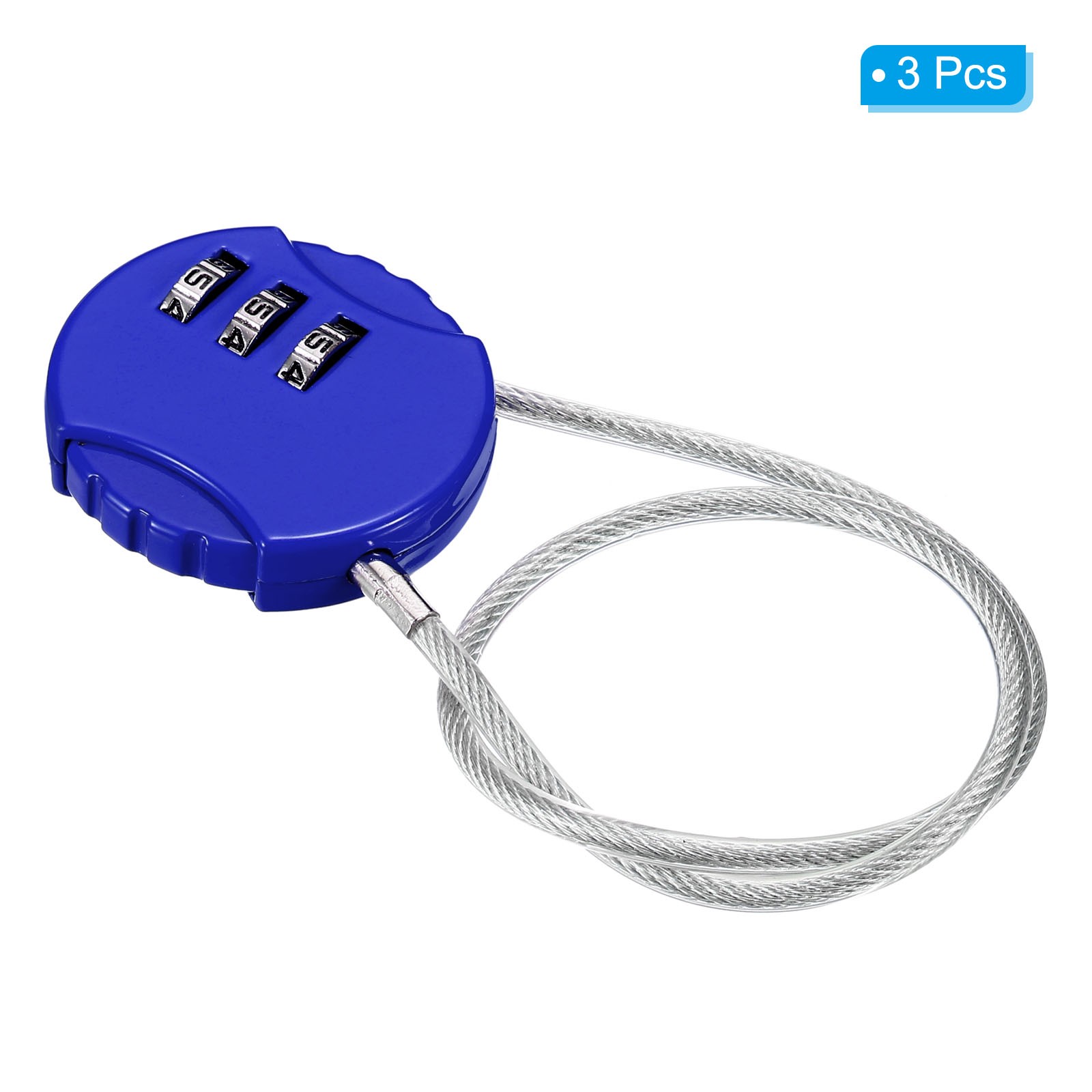 Small Combination Block 11.8", 3pcs 3 Digit Luggage Lock, Blue