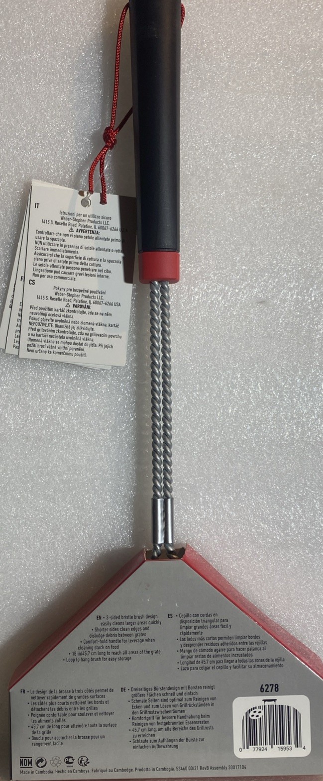 Weber 18” in 3-Sided Grill Bristle Brush BBQ NEW