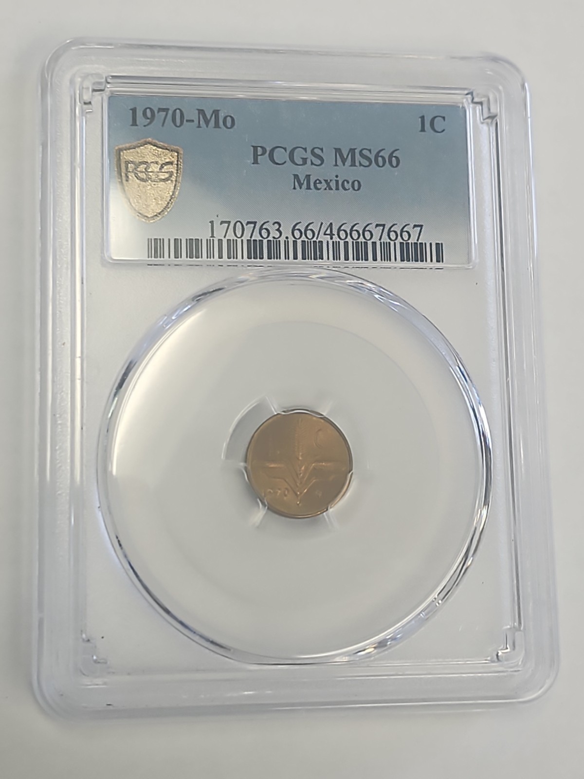 1970 1C Mexico Smal Size Pcgs Ms66