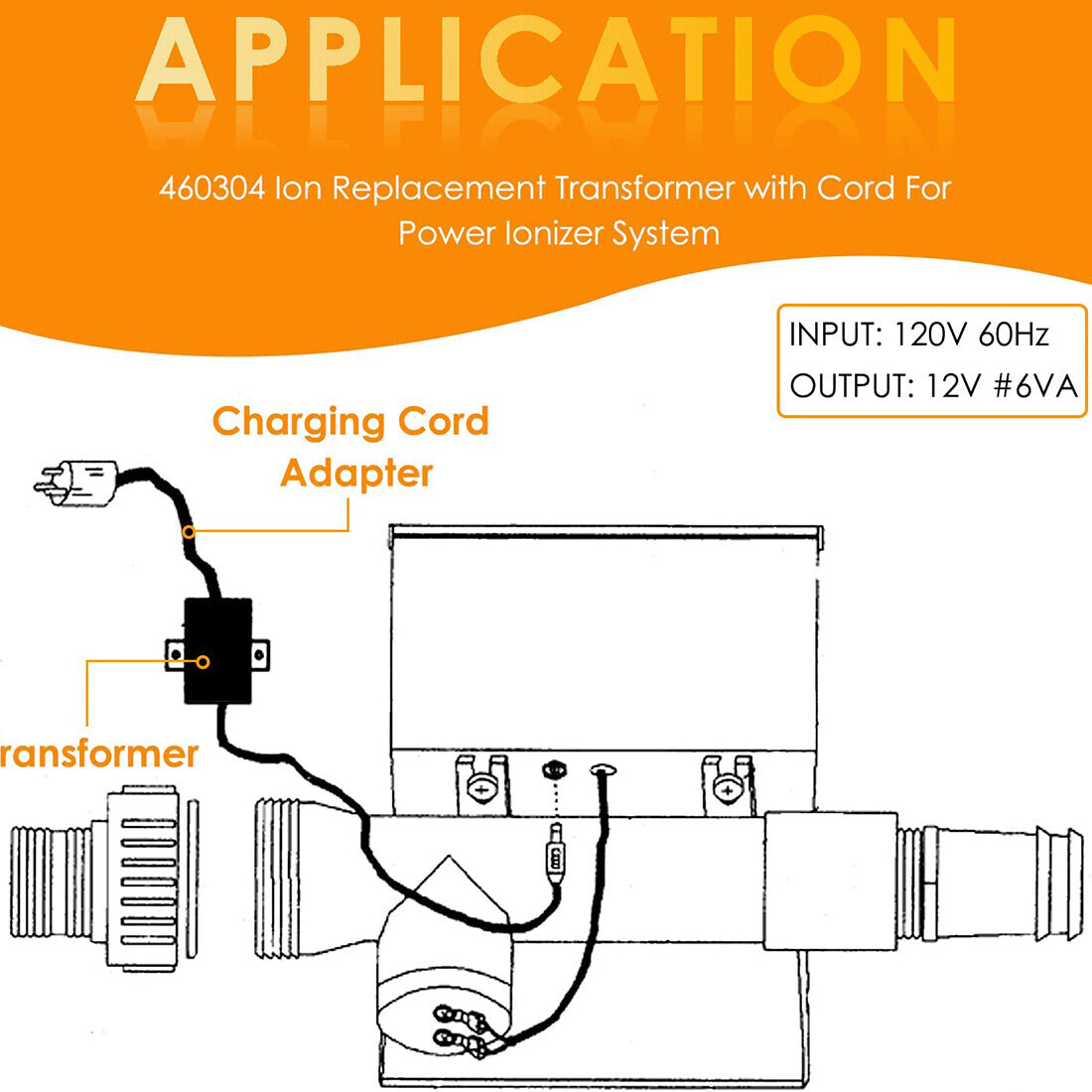 Ionizer Transformer 460304 Replacement Power Cord Adapter For Power Ionizer Pool