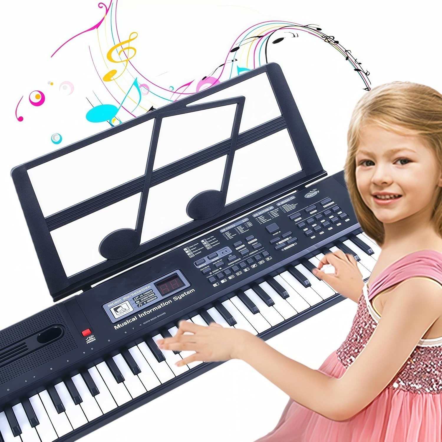Compact 61-Key Electronic Piano with Multi-Function Features for Beginners