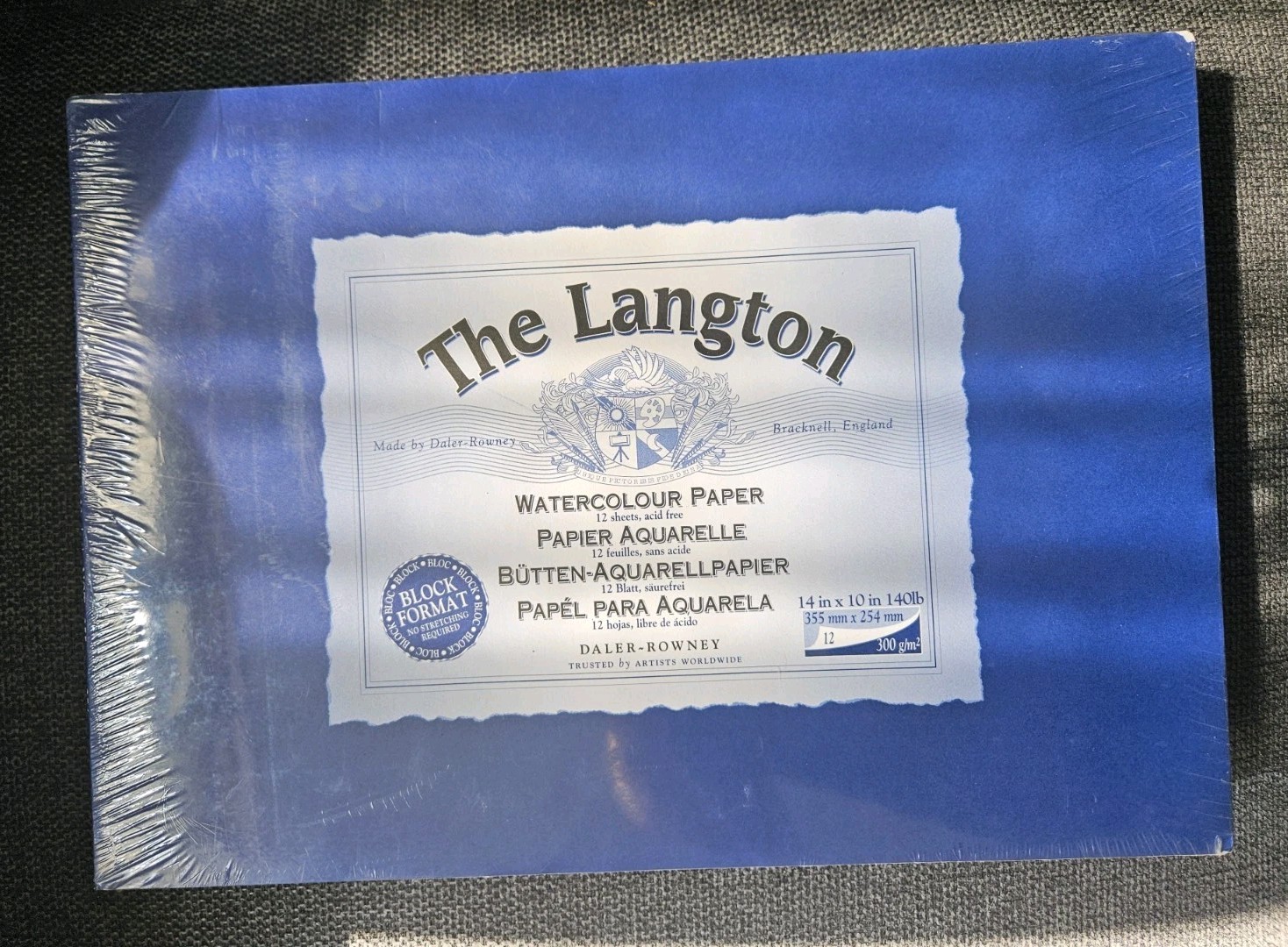 3 Pack of 12 - Langton Watercolour Block 140lb/300gsm Cold Pressed NOT 14" x 10"