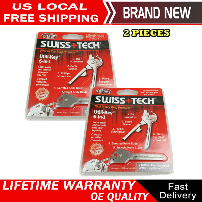 2pcs Stainless Steel Swiss+Tech UKCSB Utili-Key 6 In 1 Keychain EDC Multi Tool