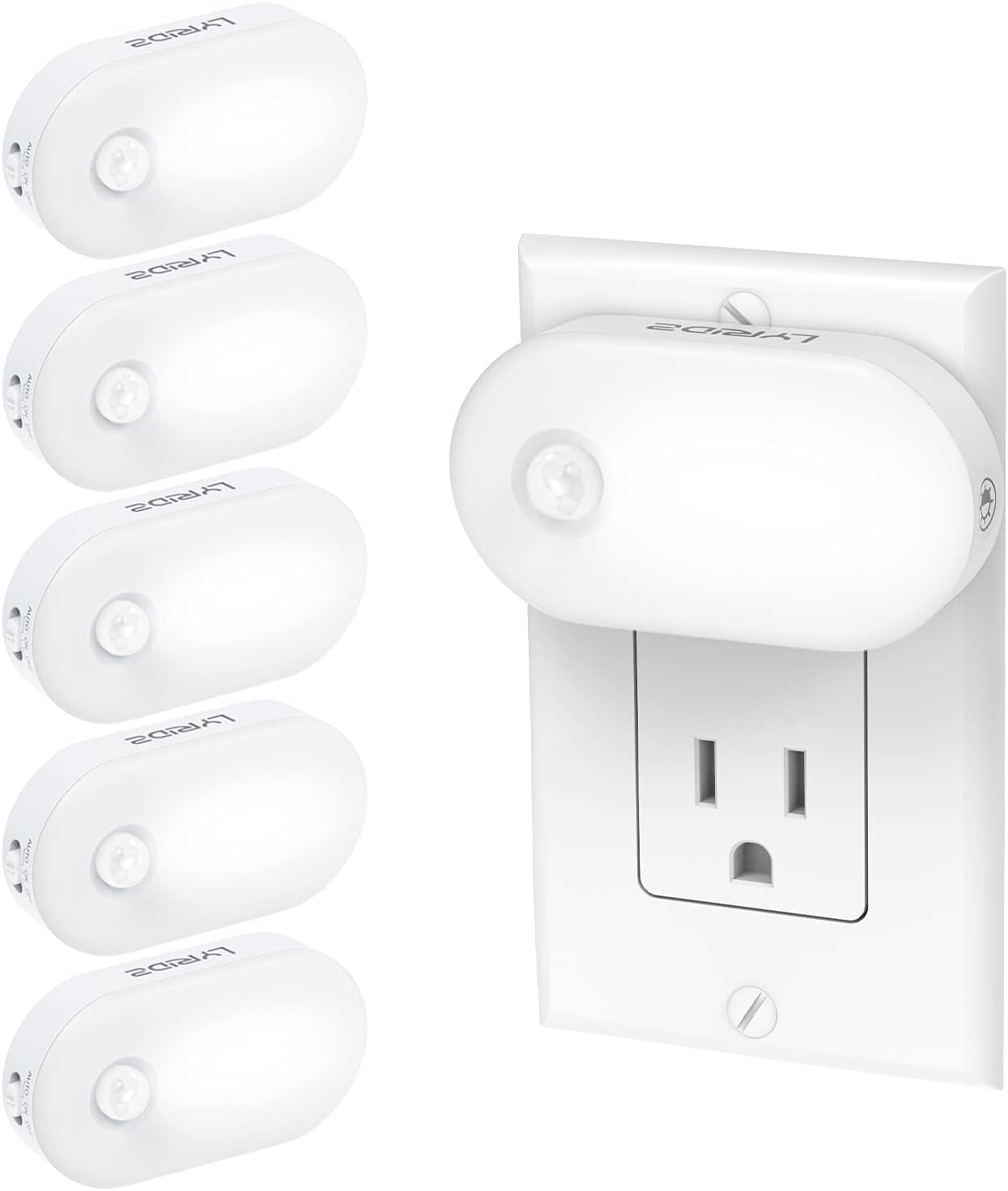 Versatile LED Nightlight with Motion Detection - 6 Pack for Home Safety