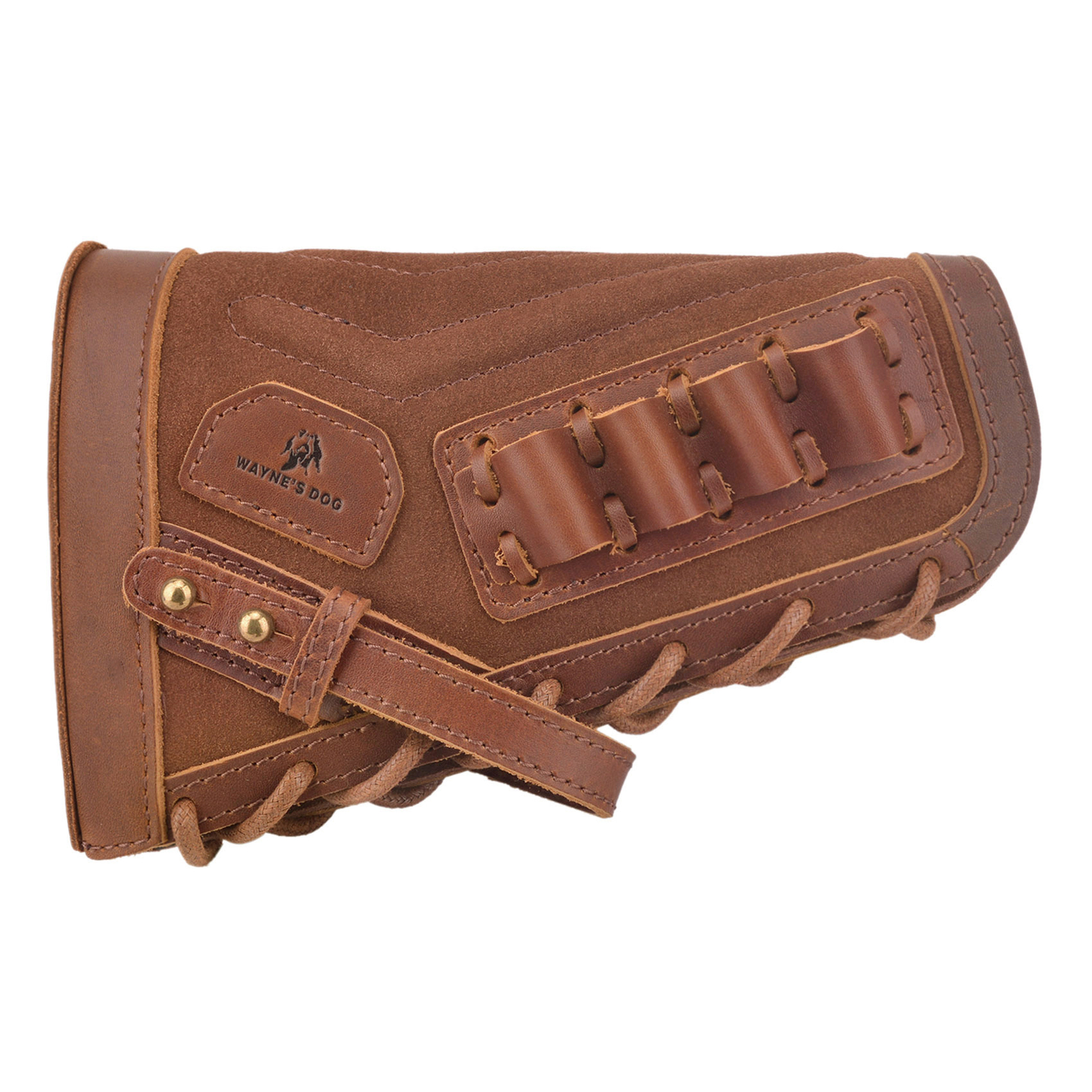 No-Drill Leather Rifle Buttstock Sleeve with Shell Holder for .22 .357 .300win