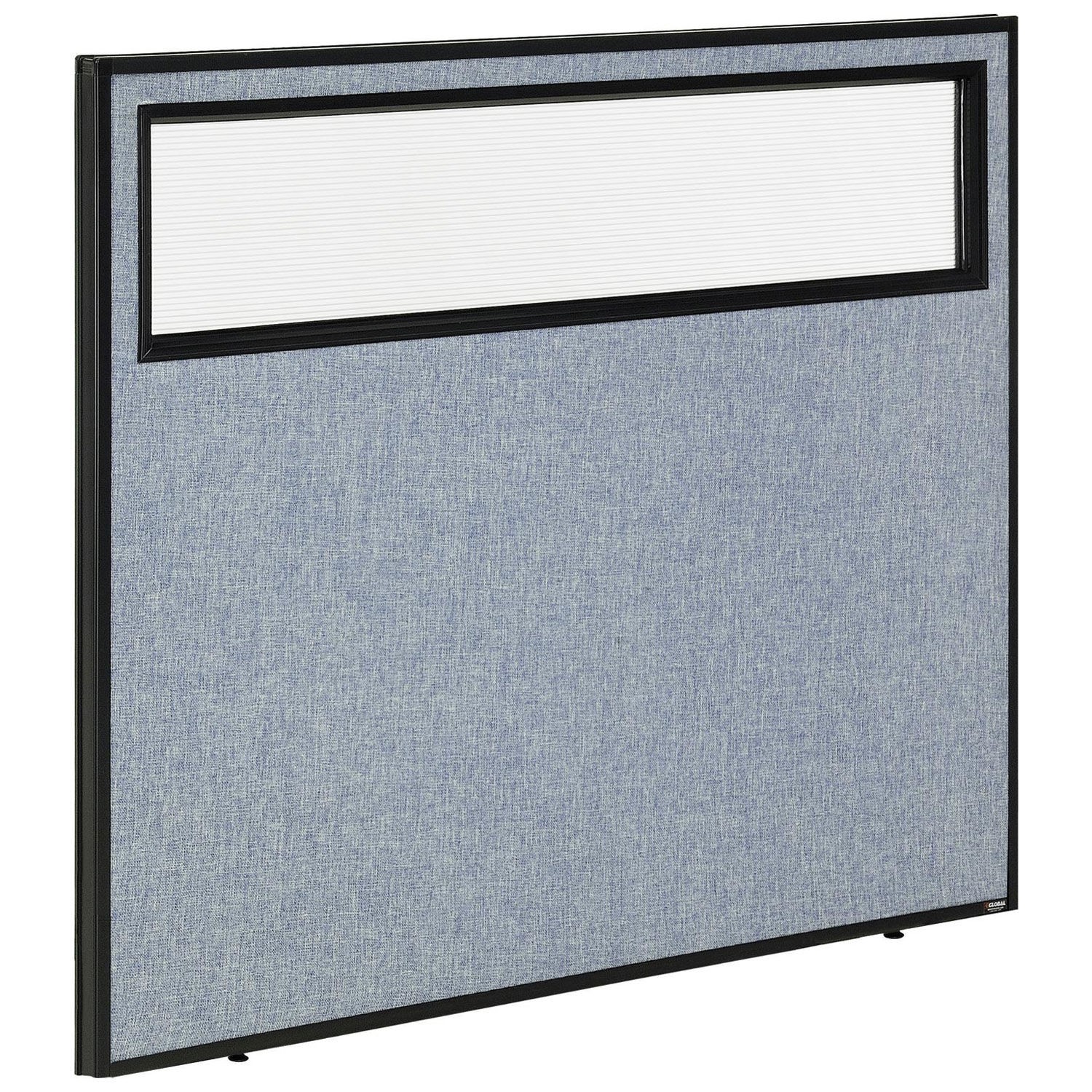 48-1/4"W x 42"H Office Partition Panel with Partial Window Blue
