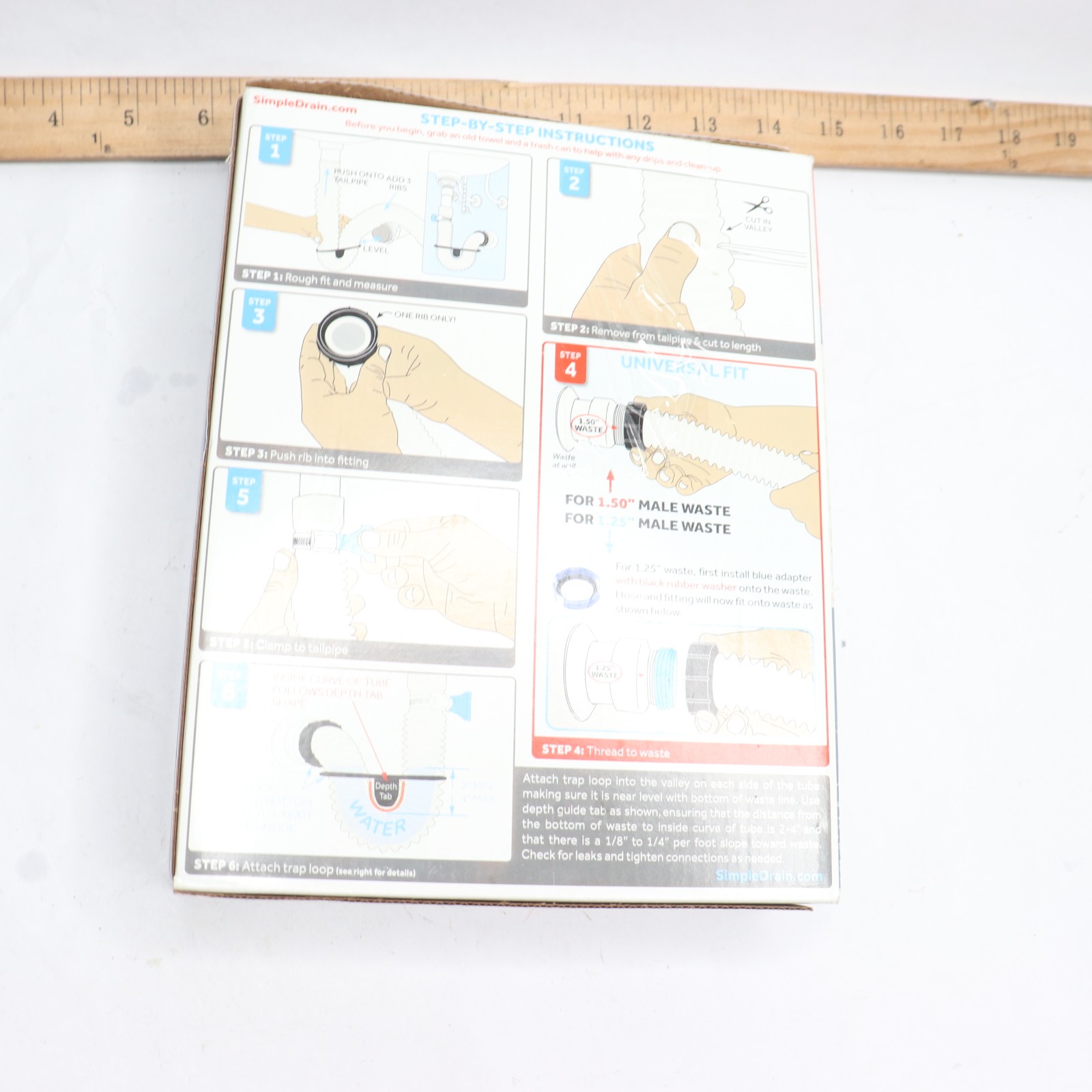 SIMPLE DRAIN 1.25 in. Rubber Threaded P-Trap Bathroom Single Sink Drain Kit