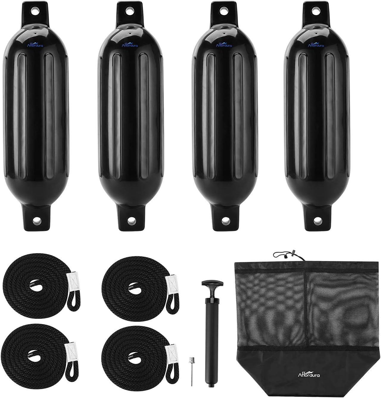 Boat Fender Bumpers 4 Pack w/ 4 Ropes for Pontoon Boat Fenders Inflatable