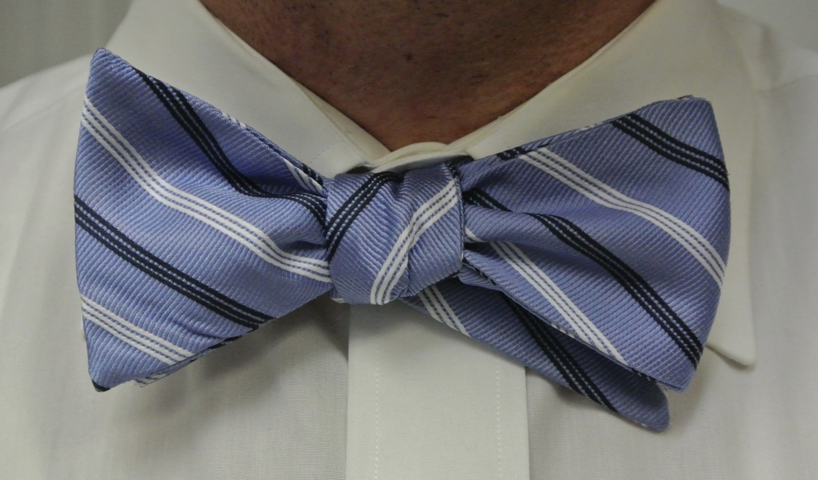 Bow Tie Men Silk Blue Striped SELF TIE Bowtie