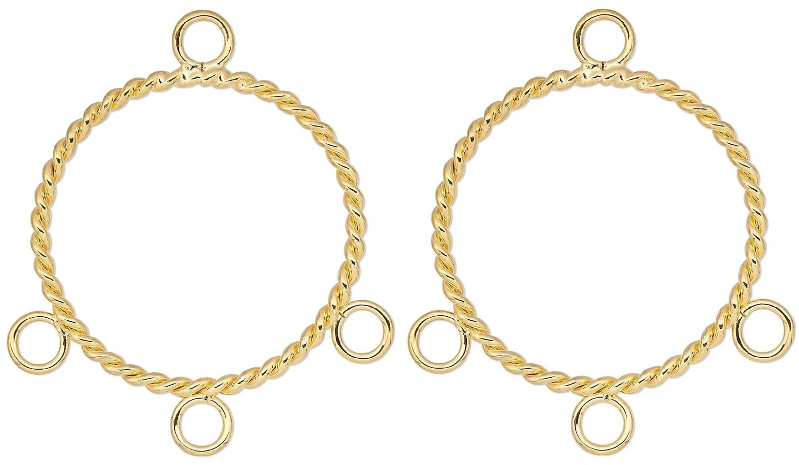10 Gold Plated Steel 20mm Twist Round Hoop Chandelier Earring Connectors