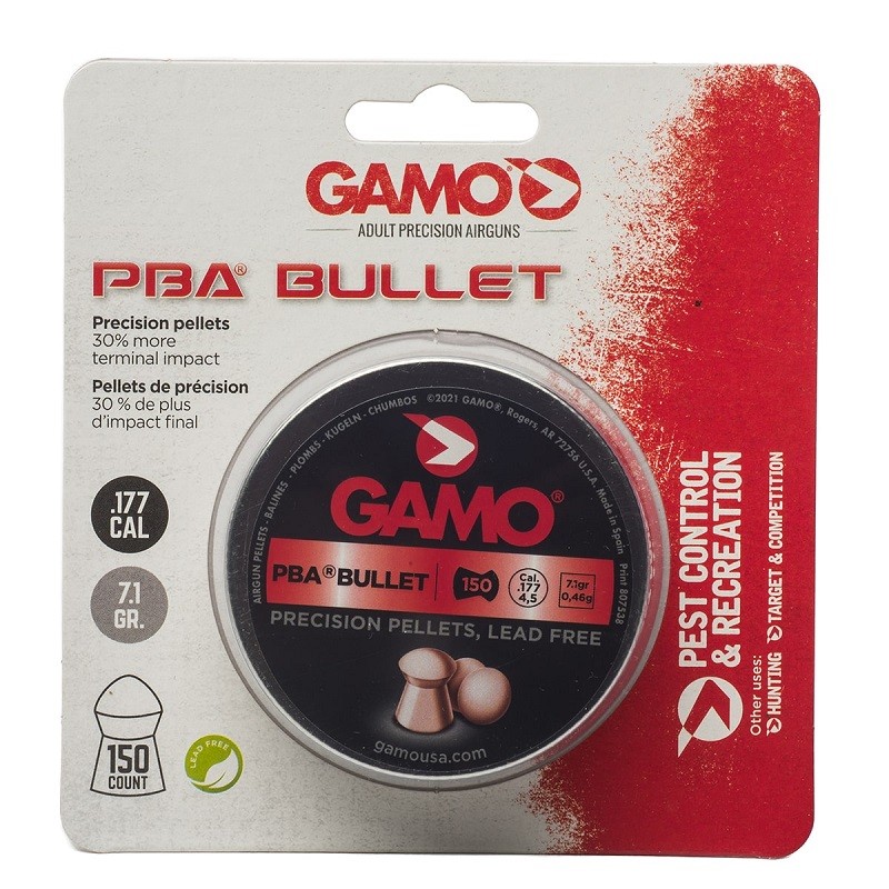 Gamo 632272054 PBA Bullet Pellets Domed Tip Non-Lead, .177 Caliber, 150 Count