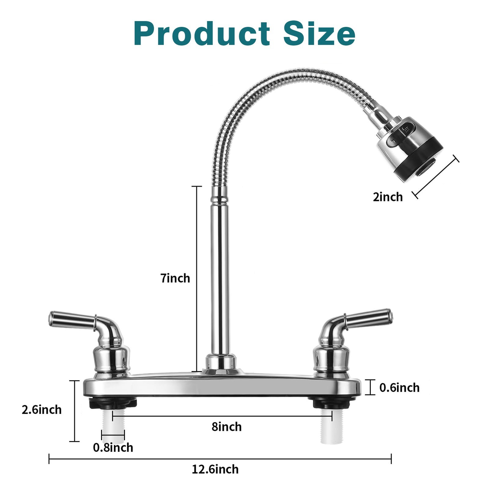 360° Chrome Kitchen Faucet Sink Mixer Pull Down Sprayer Single Handle Plastic