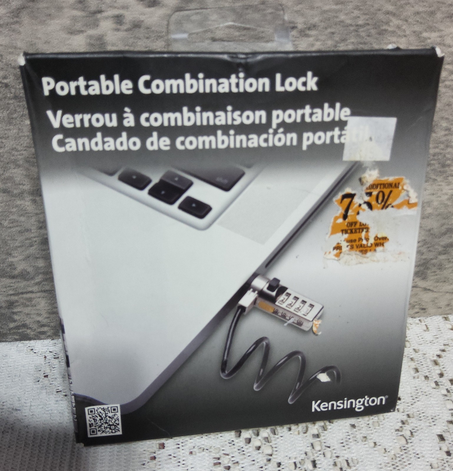 Kensington Laptop PortableCombination Lock New Open Box T-Bar Coil Cable 3"-6ft