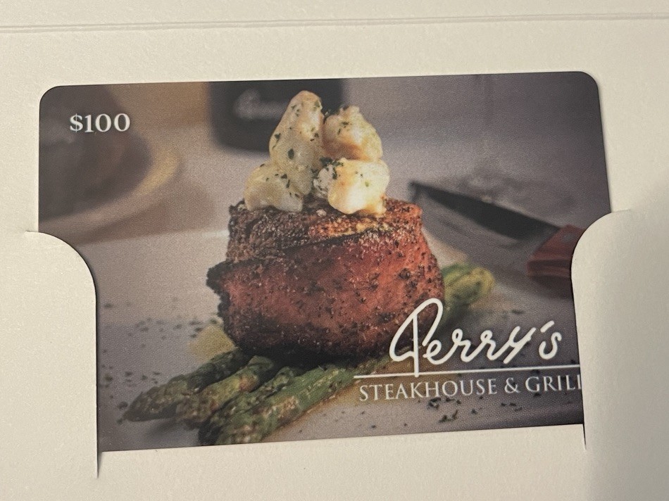 Perry's Steakhouse & Grille Physical Gift Card $100 Value - Fast Shipping