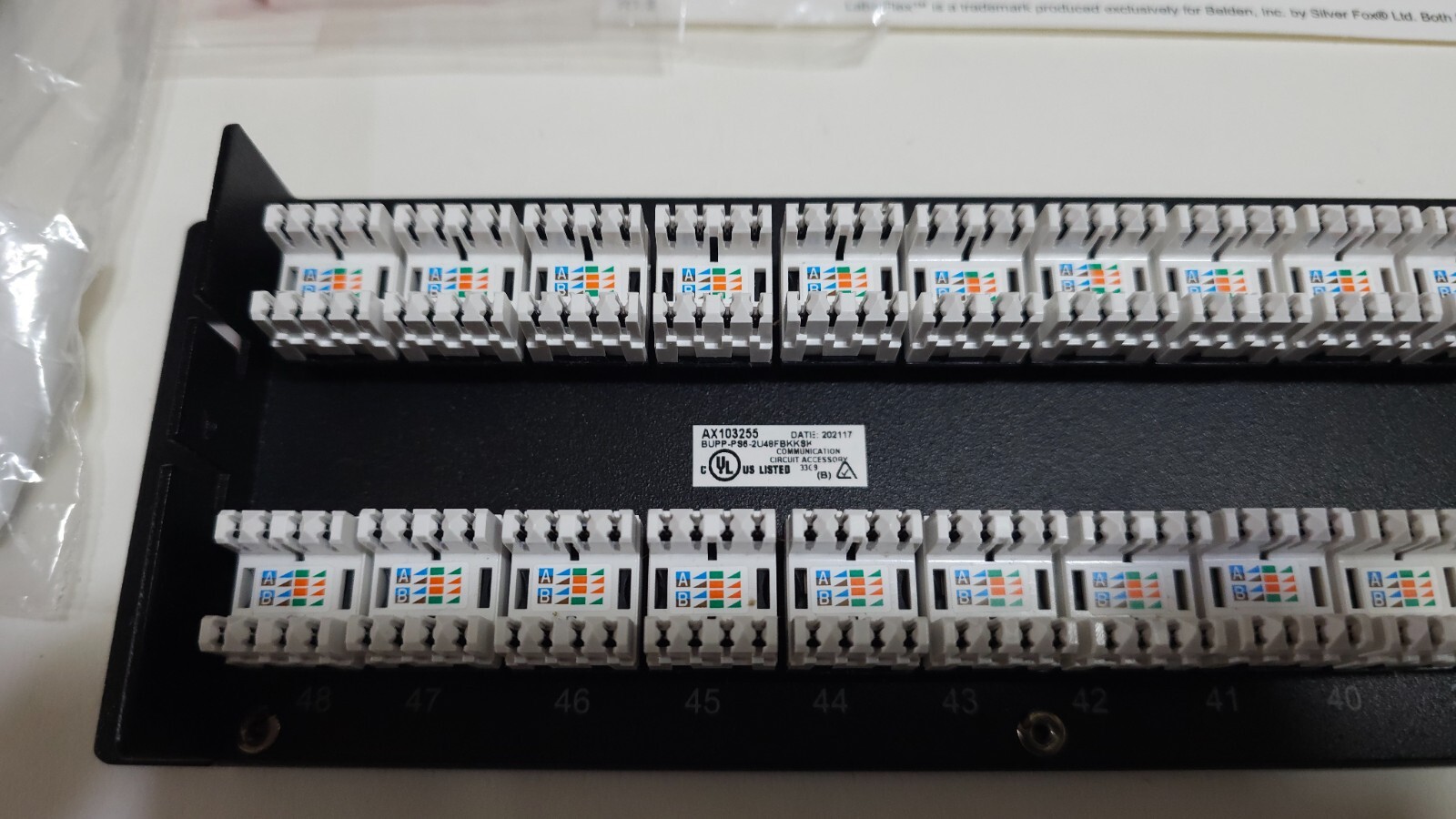 Belden AX103255 Cat 6+ Keyconnect 48 Port 2U Punch Down Patch Panel Black