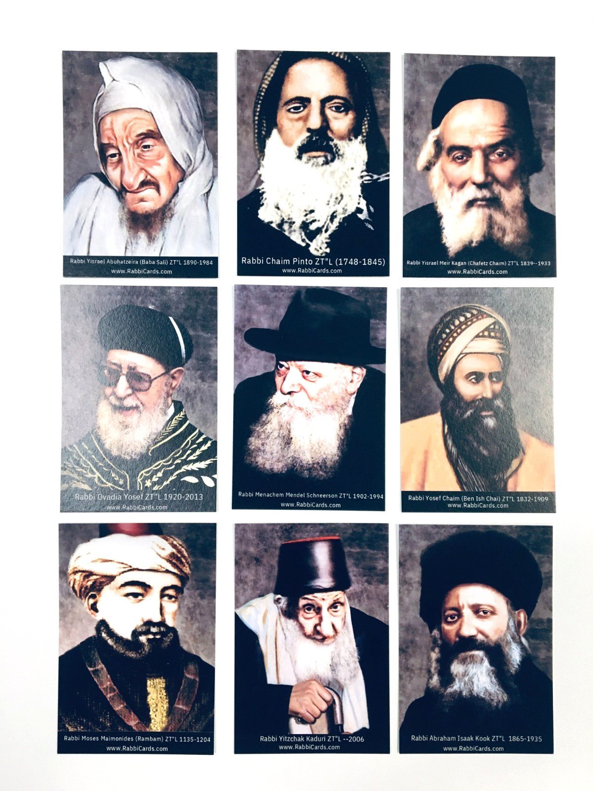 Rabbi Cards (9 cards) collection Famous Jewish Gedolim Tzadik Hebrew Photo רבי
