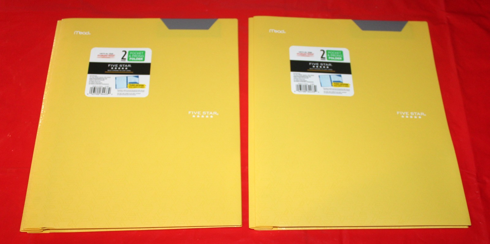 Five Star, Qty=2, Harvest Yellow 2-Pocket Plastic Folder with Prongs, Stay-Put