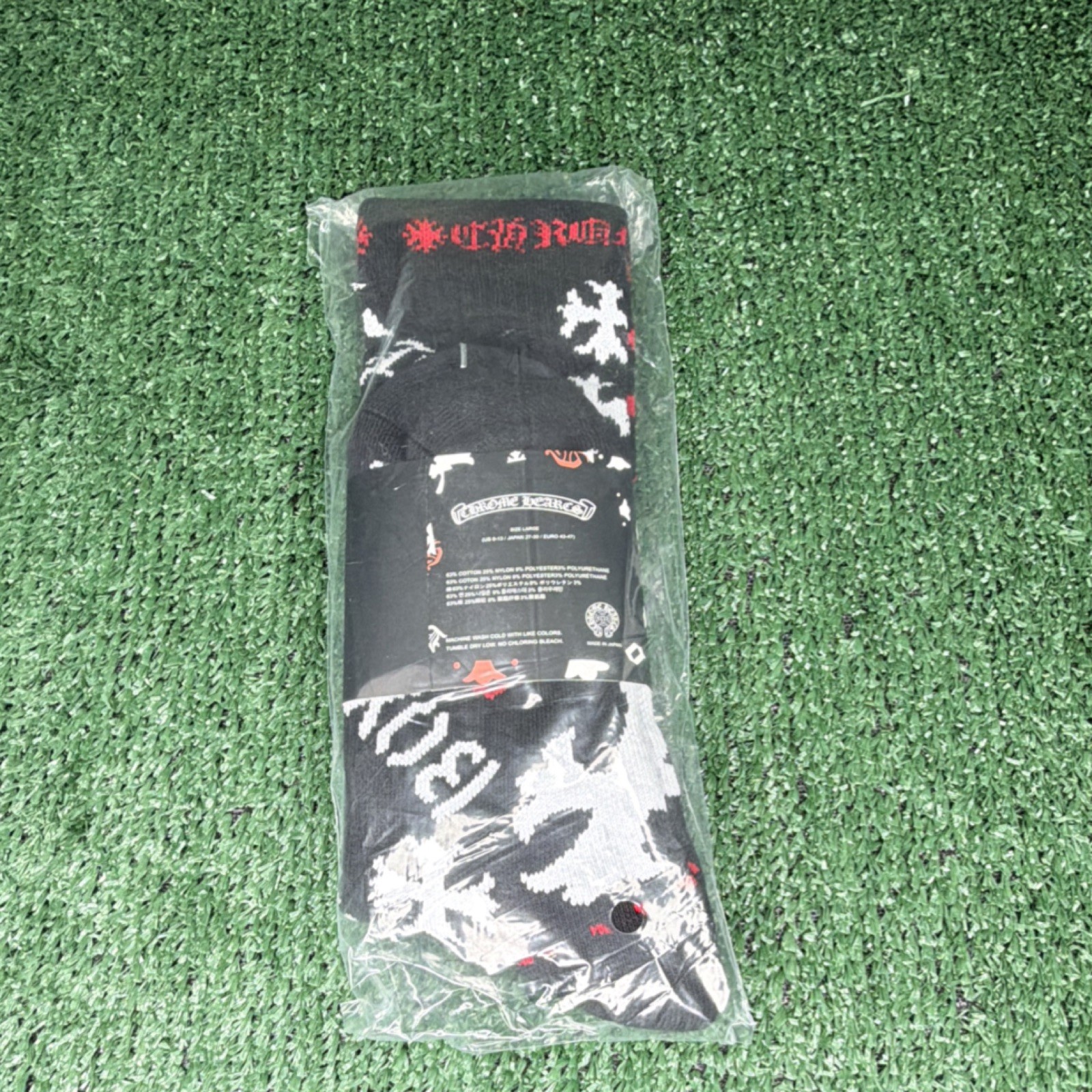 Chrome Hearts Graphic Print Black Red White Socks Men's Fashionable Pattern