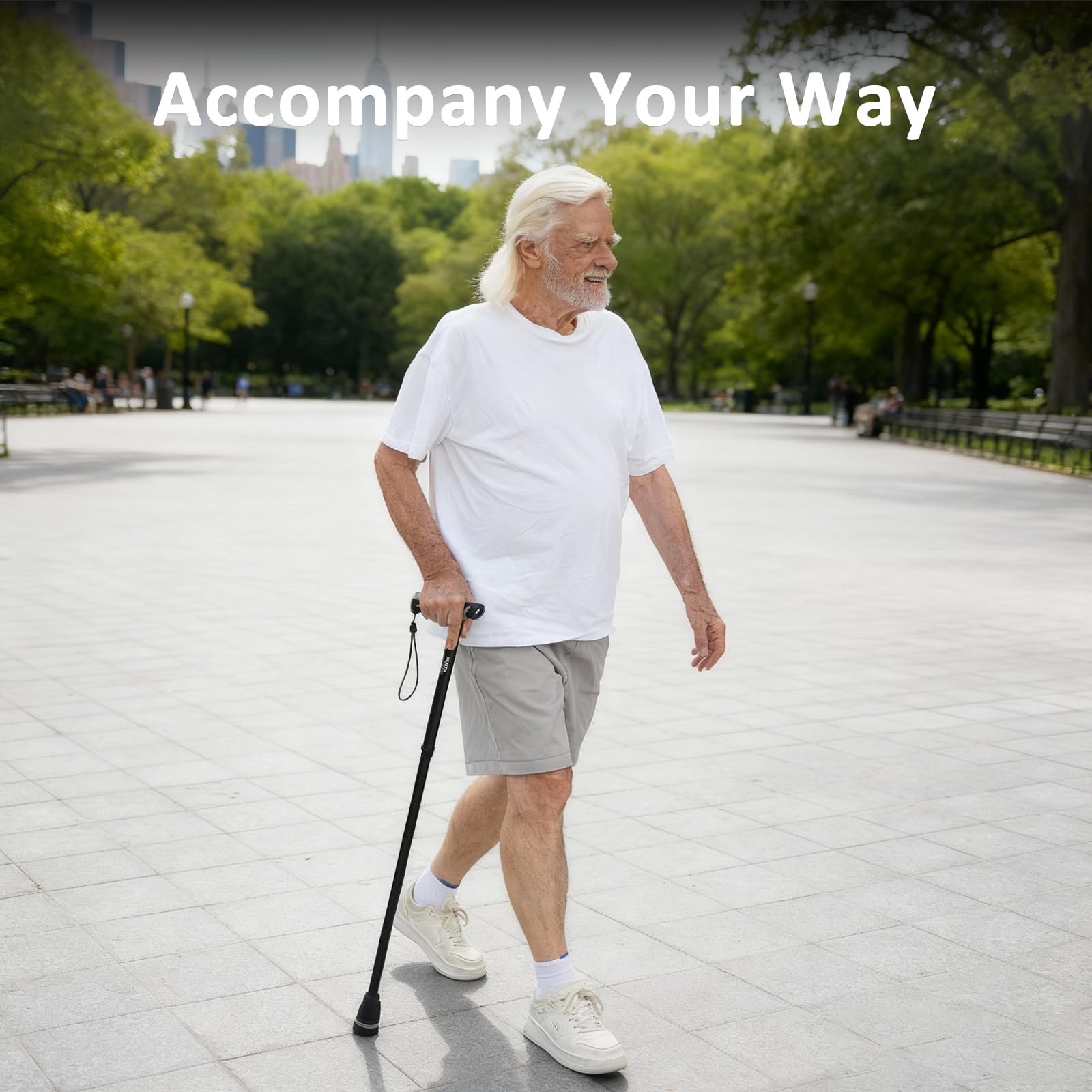 Walking Cane with LED Light, Folding Canes for Men & Black-1
