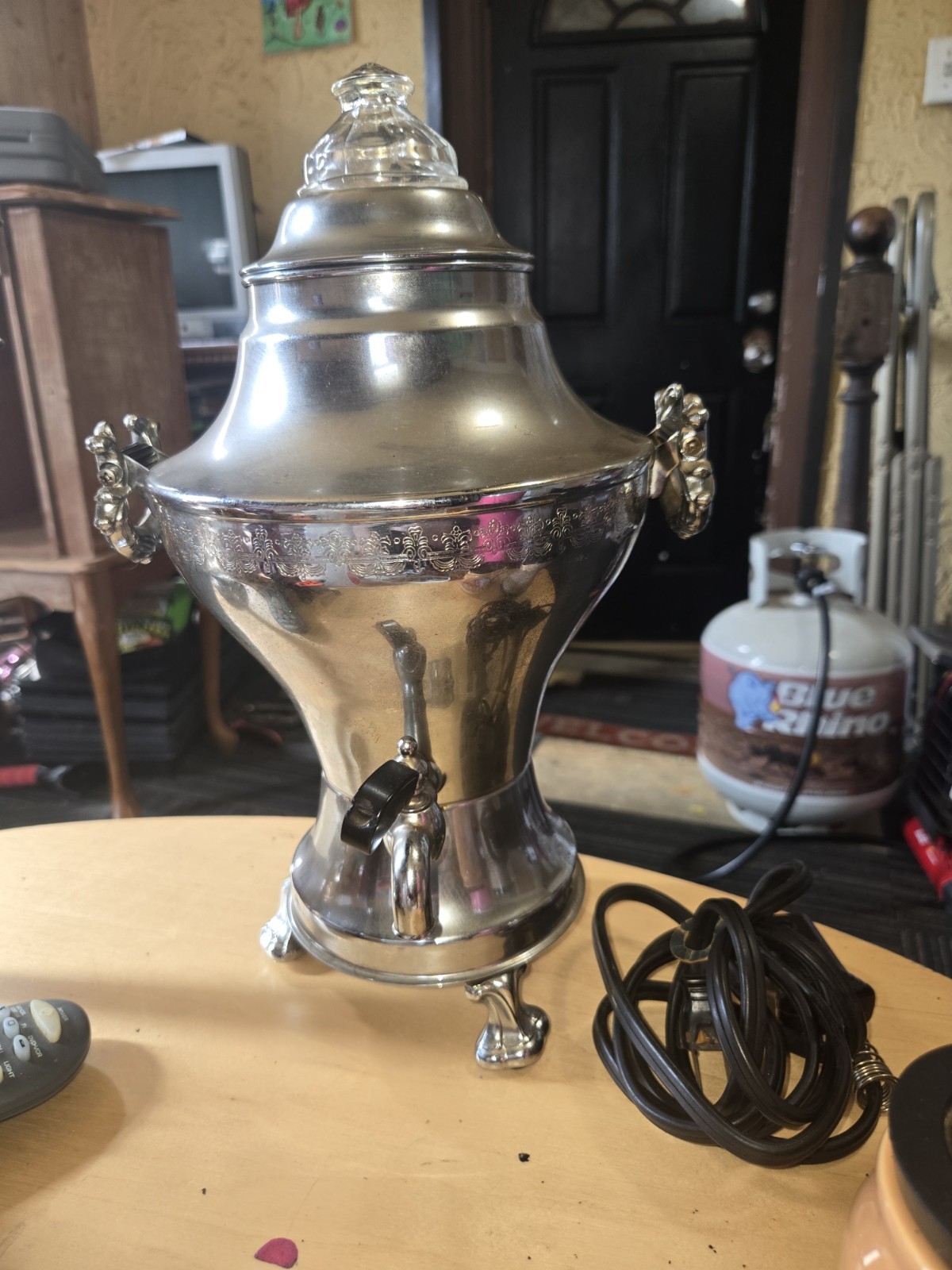 Vintage United Metal Goods Electric Coffee Percolator with Cord Art Deco Style