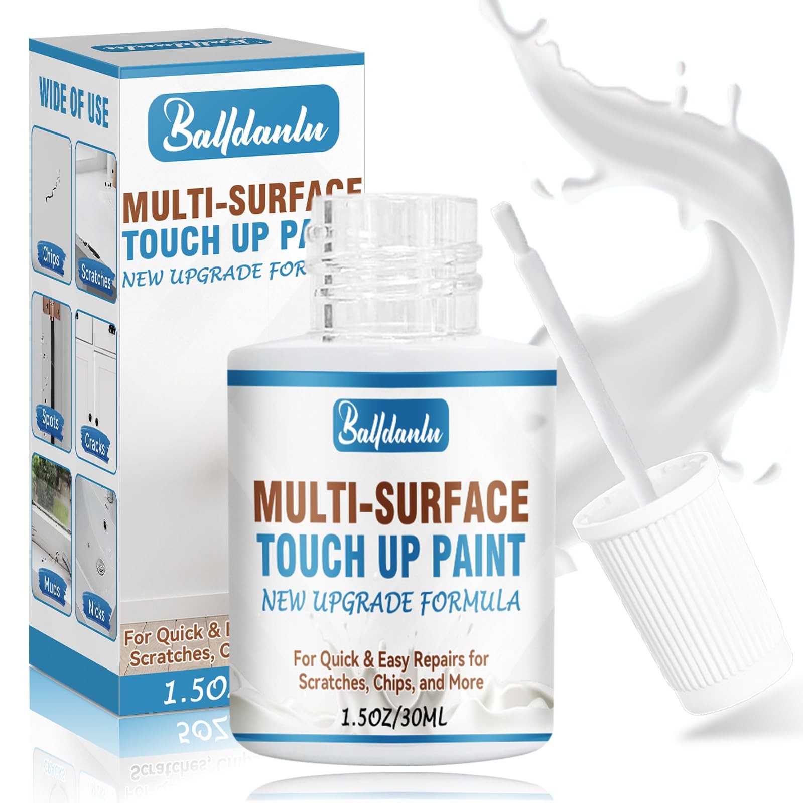 White Touch Up Paint, Furniture Cabinets Wall PaintPen, Multi-Surface Touch U...