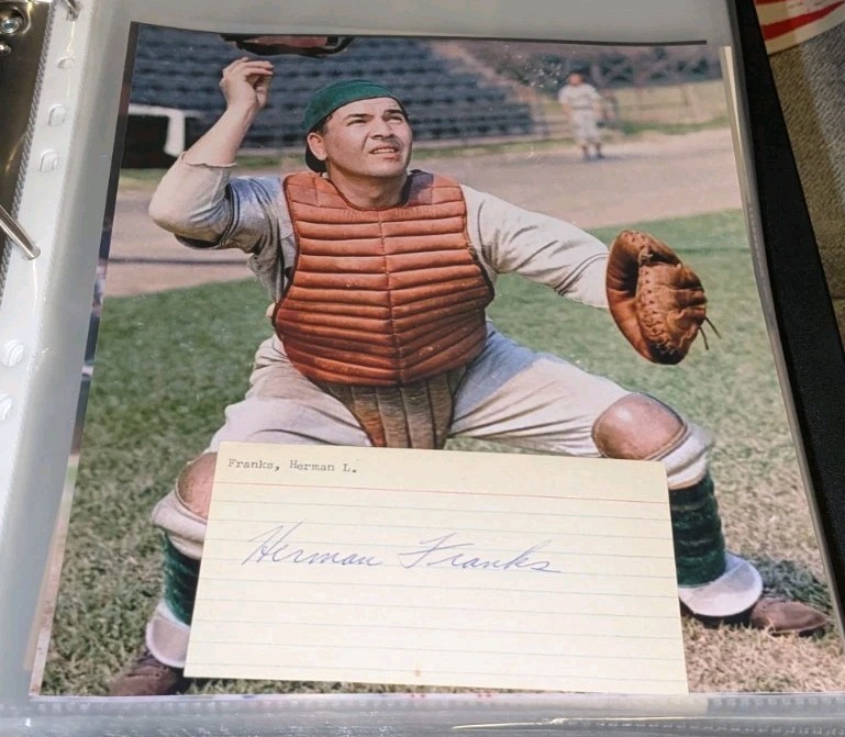 Herman Franks Kansas City Athletics Signed Cut With 8x10 Photo W/Our COA