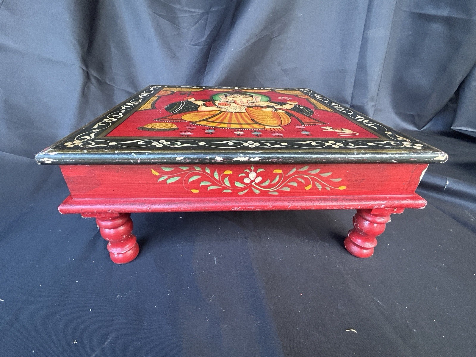 Gorgeous Painted Ganesha Foot Stool/Ottoman Table