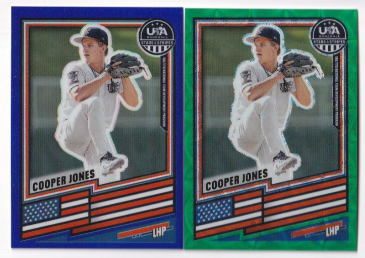 Cooper Jones 2026 PANINI STARS & STRIPES BLUE /299 + GREEN SCOPE /99 PRIZM LOT