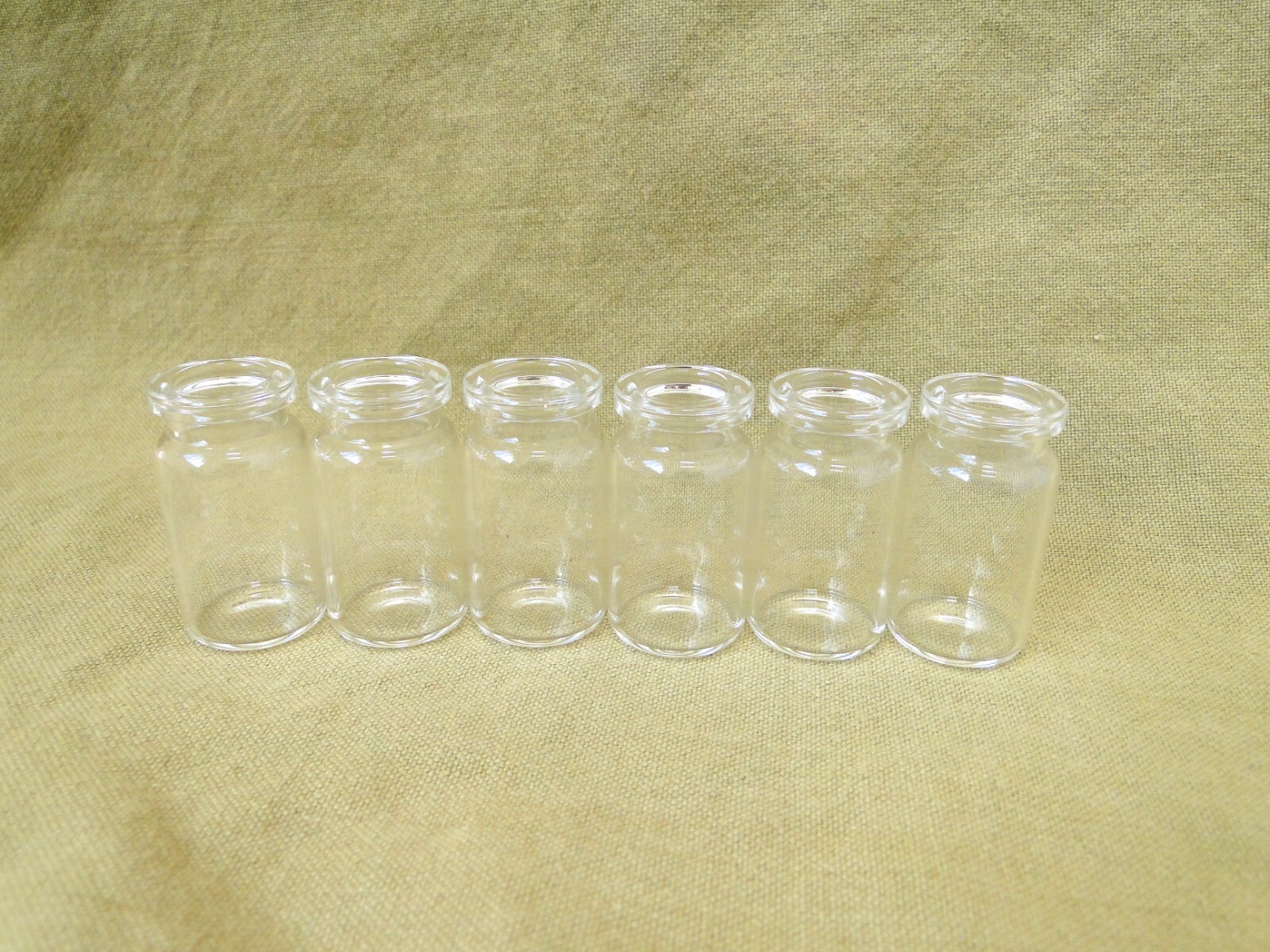 Lot of 6 Mini Glass Bottles Jars Vials Container
