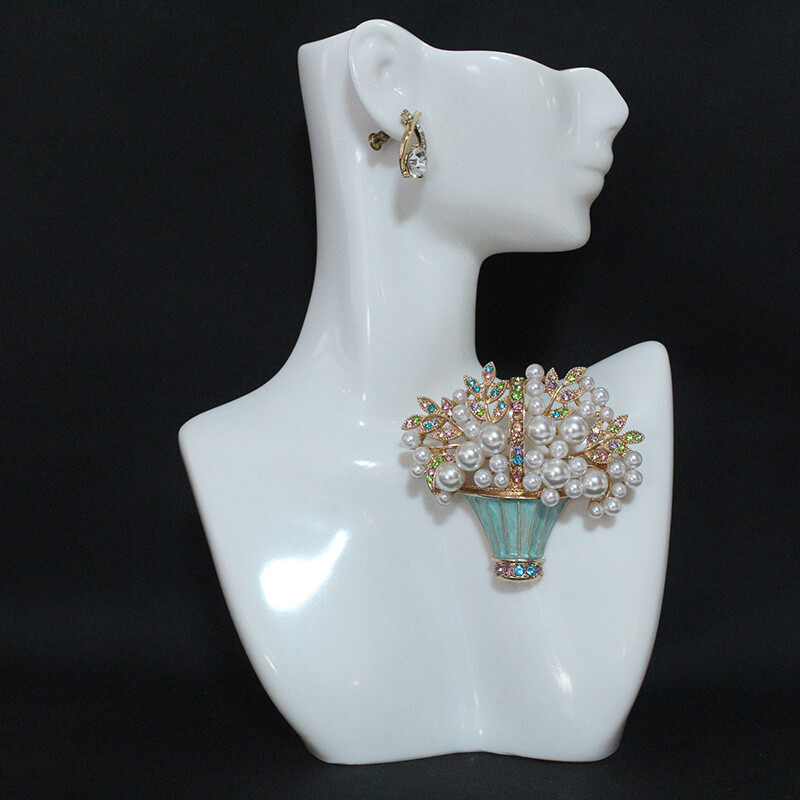New Glazed Pearl Flower Brooch Fashion Potted Plant Brooch Vintage Accessories