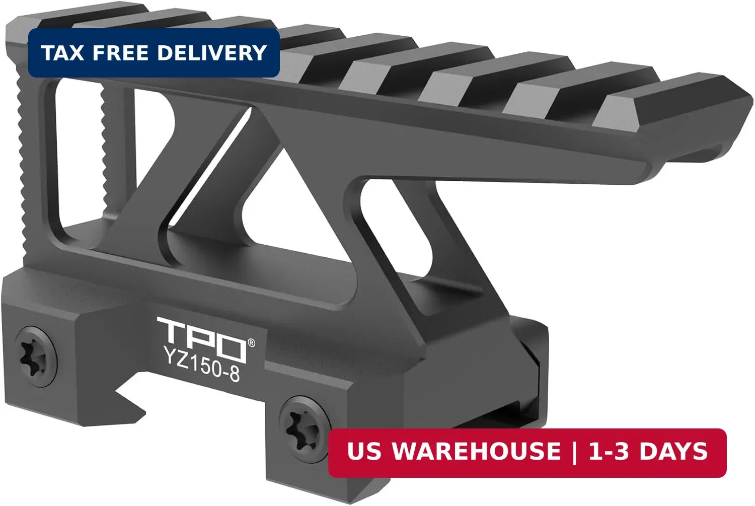 Picatinny Rail Riser Mount 1.50" Height 3.5" Long 8-Slot (YZ150-8)