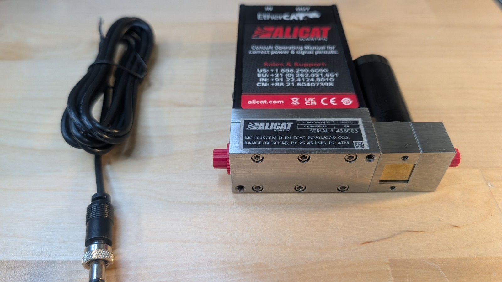 Alicat MC-100SCCM-D-IPJ-ECAT-PCV03 Mass Flow Controller EtherCAT CO2 60 SCCM