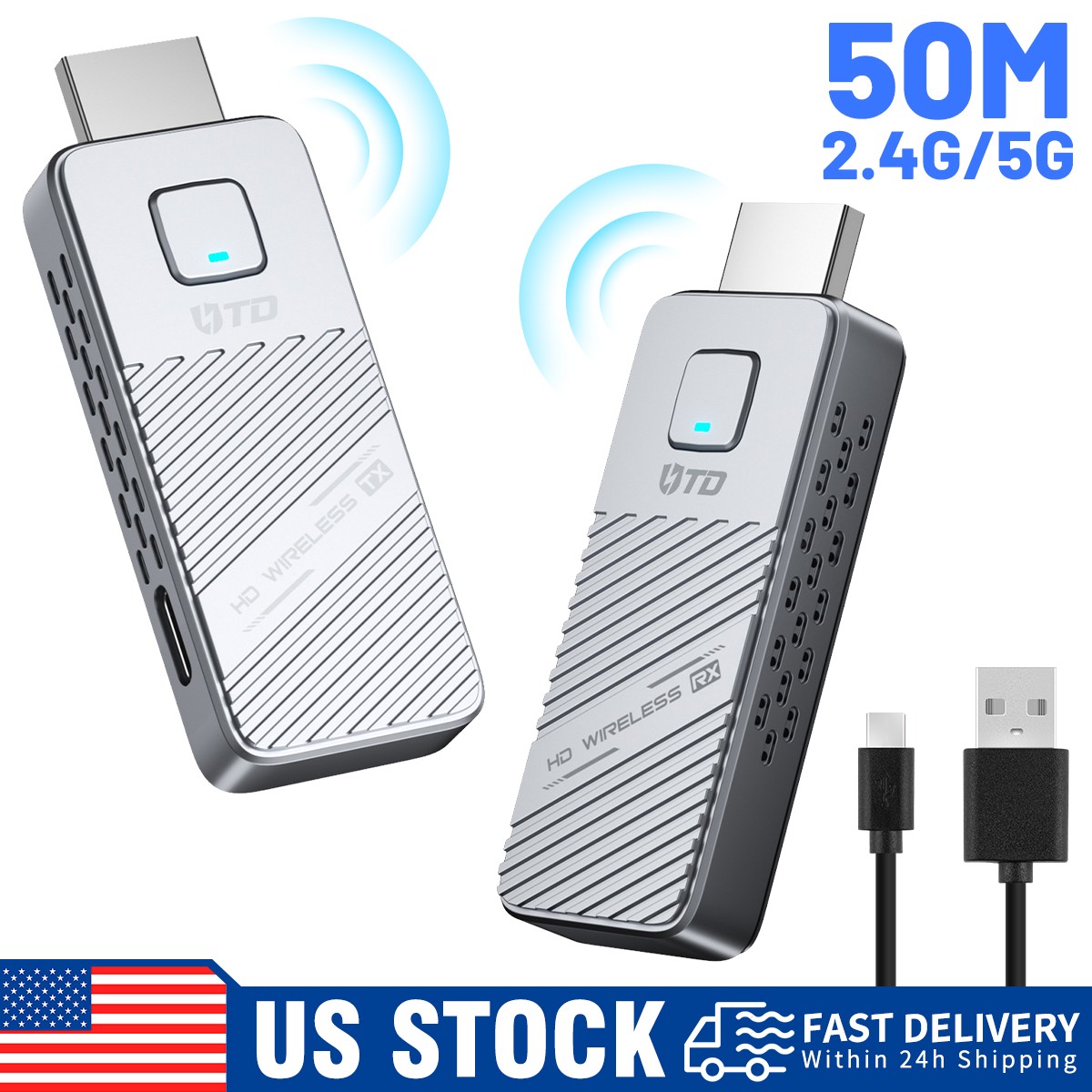 4K Wireless HDMI Transmitter Receiver Extender Kit Dual-Band 2.4G/5G Plug & Play