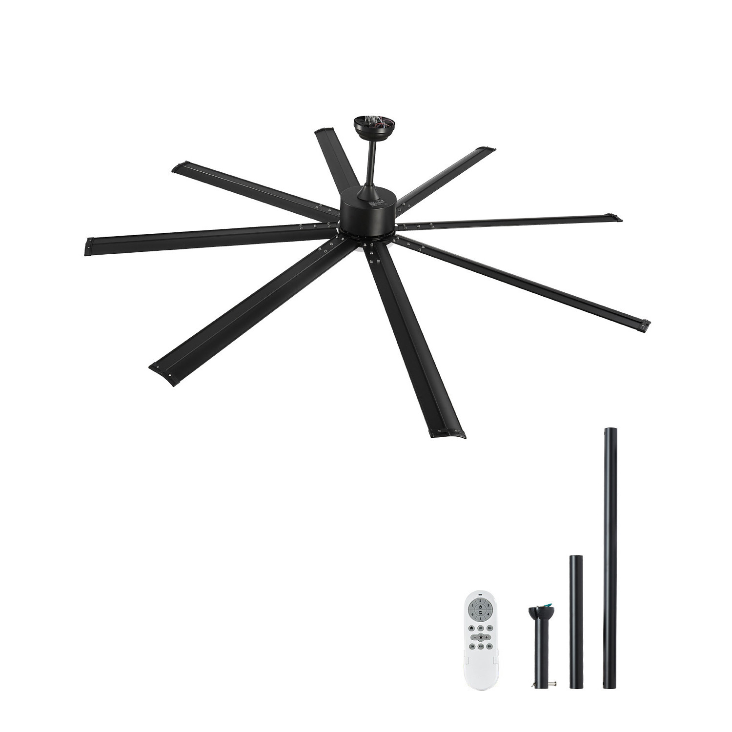 Uimoso 84" Ceiling Fan with Light 6-Speed Remote Control Reversible Motor Black