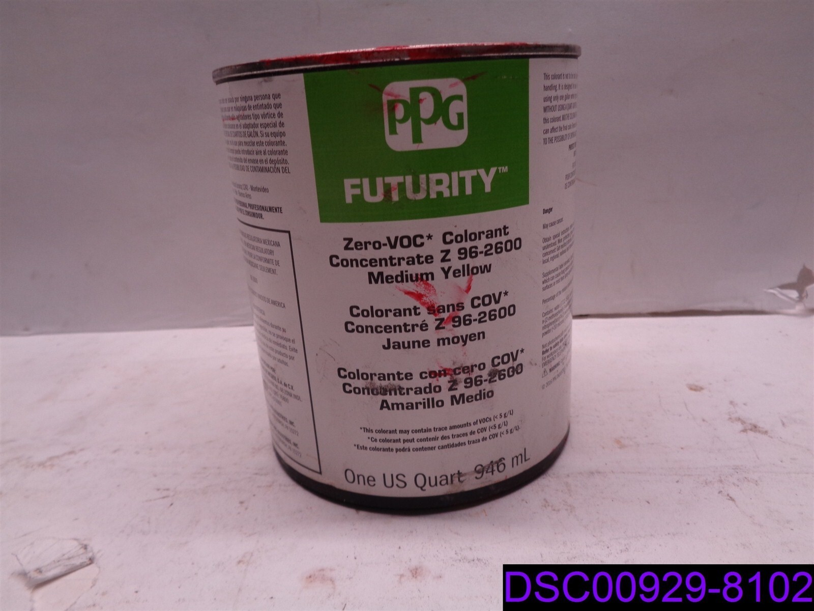 PPG Futurity Colorant Medium Yellow 1 Quart P/N 35582225