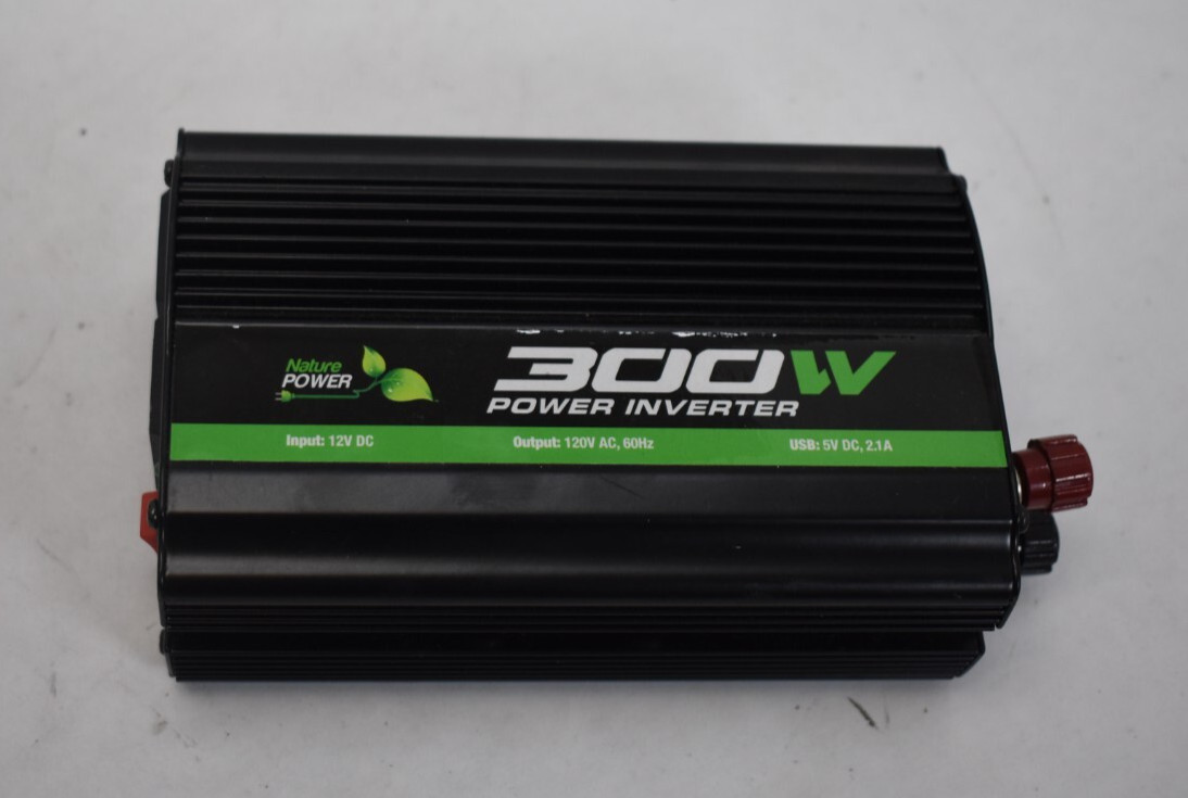 Nature Power 300W Power Inverter Input 12V DC Output 120V AC 60Hz USB 5V DC 2.1A