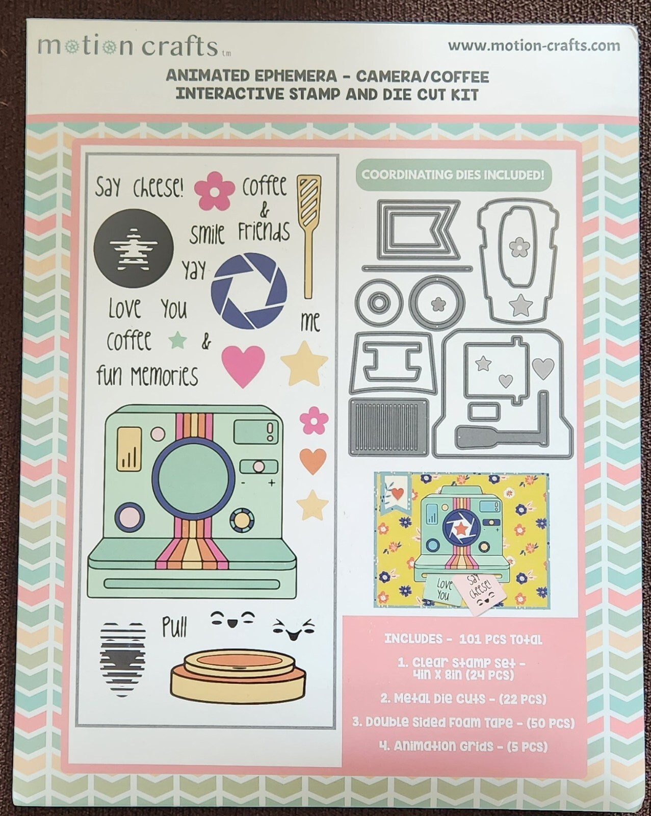 Motion Crafts Animated Ephemera Camera/Coffee Stamp & Die Cut Kit