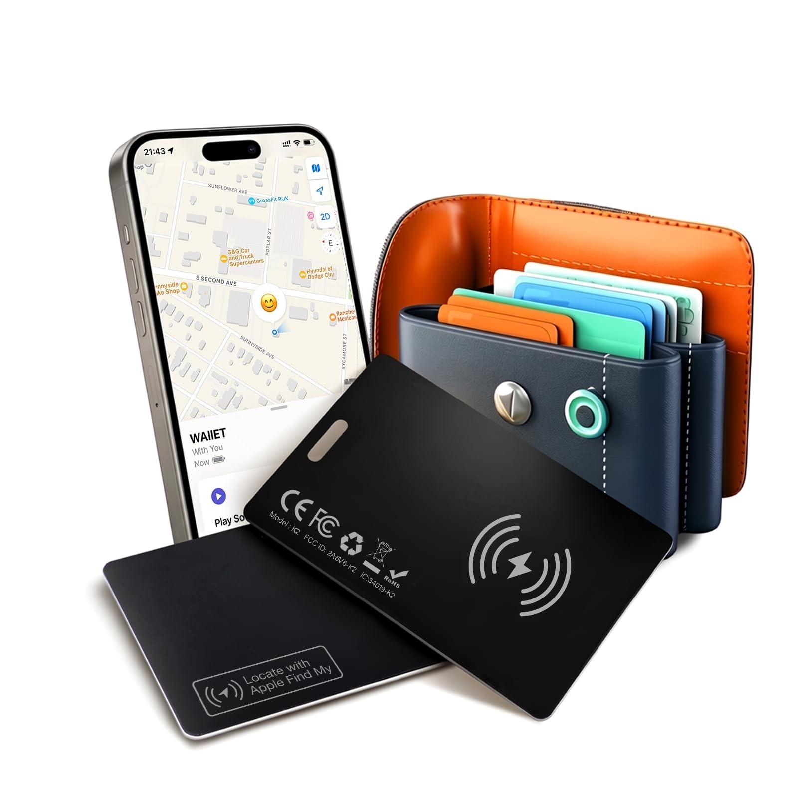 Ultra-Thin Wallet Tracker Card 0.07in Pack Apple MFi Certified - Credit Card 1