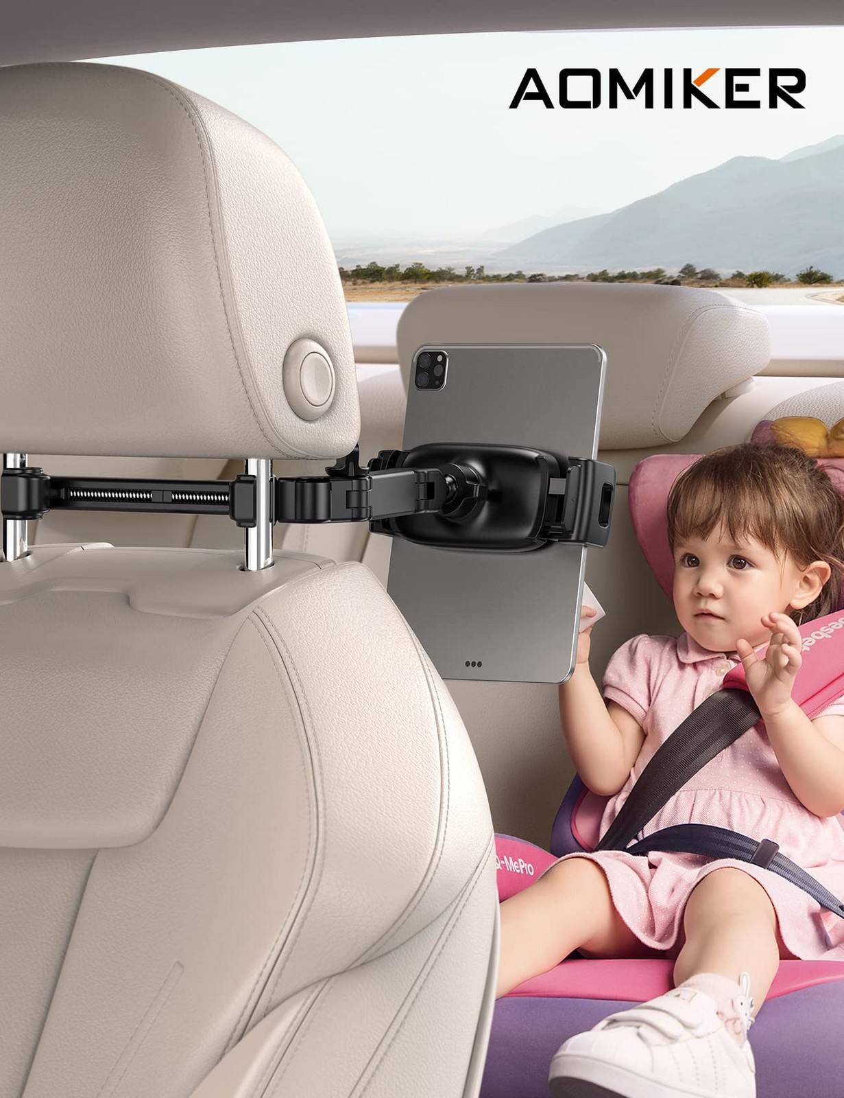 iPad Holder Car Headrest Stretchable Arm 2025 Adjustable Tablet Mount for Ca...